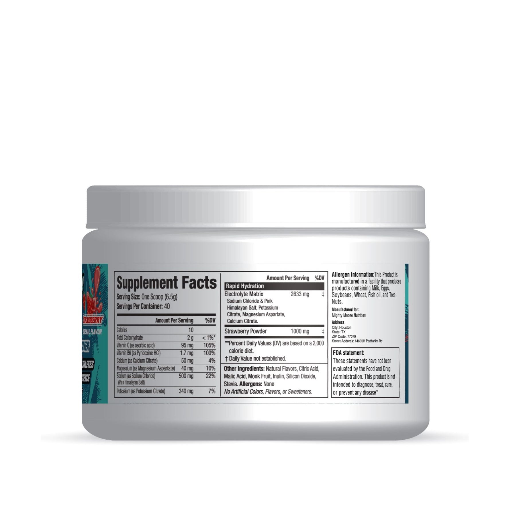 Supplement container with label on a white background